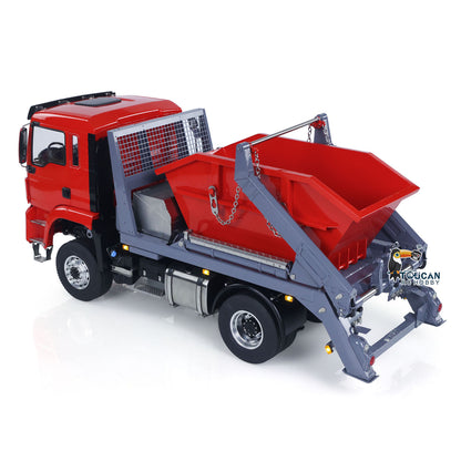 LESU Metal 1/14 RC Hydraulic Swing Arm Garbage Dump Truck 4X4 Remote Control Skip Loader RTR TGS Light Sound ST8 Radio Battery