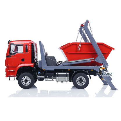 LESU Metal 1/14 RC Hydraulic Swing Arm Garbage Dump Truck 4X4 Remote Control Skip Loader RTR TGS Light Sound ST8 Radio Battery