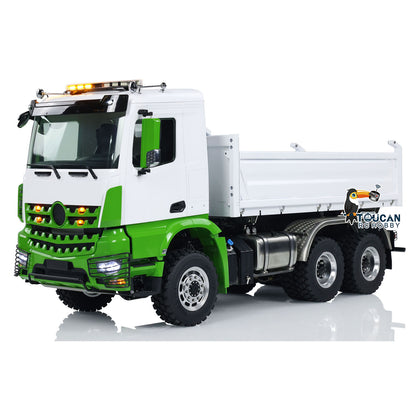 LESU Metal 1/14 6x6 3-way RC Hydraulic Dump Remote Control Tipper Truck Construction Cars Simulation Model RTR