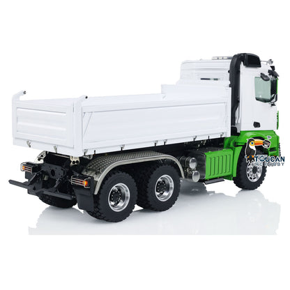 LESU K3363 Cabin 1/14 Metal 6x6 RC Hydraulic Dump Truck 3 Speed Transmission FlySky I6S Radio Controller Differential Lock for Model Enthusiast