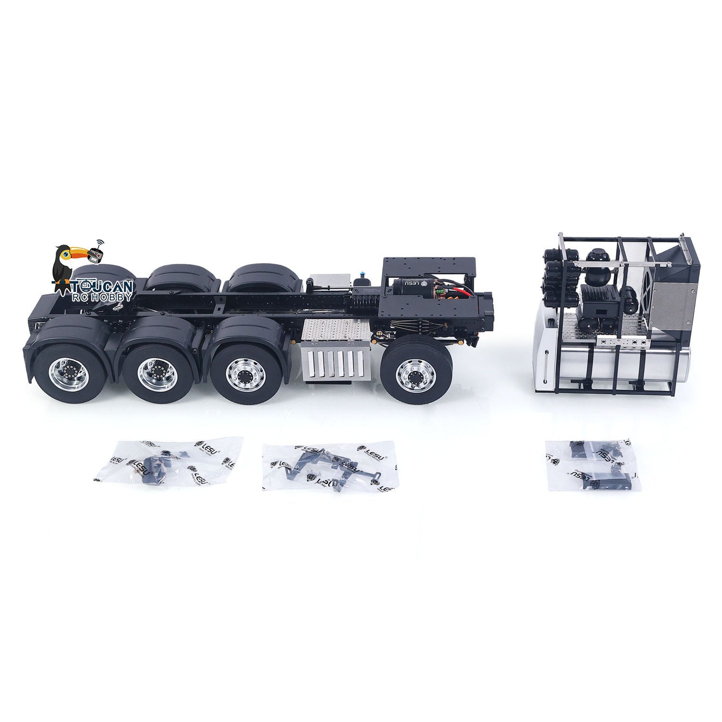 In Stock LESU Metal RC Assembled Heavy-duty Chassis for 1/14 Scale 1851 3363 Tractor Truck 3 Speed Transmission Highline Equipment Rack Truck UpgradeParts