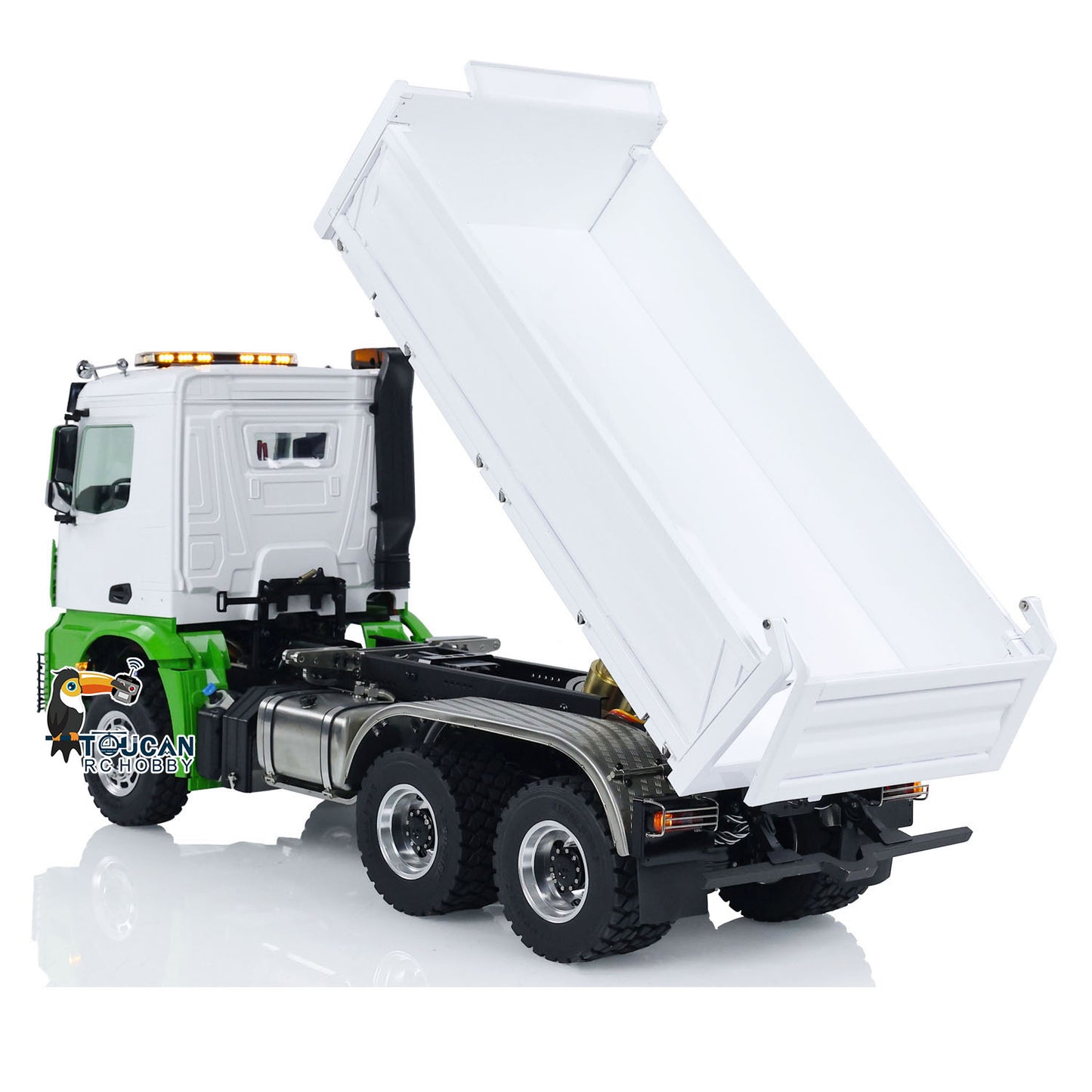 LESU K3363 Cabin 1/14 Metal 6x6 RC Hydraulic Dump Truck 3 Speed Transmission FlySky I6S Radio Controller Differential Lock for Model Enthusiast