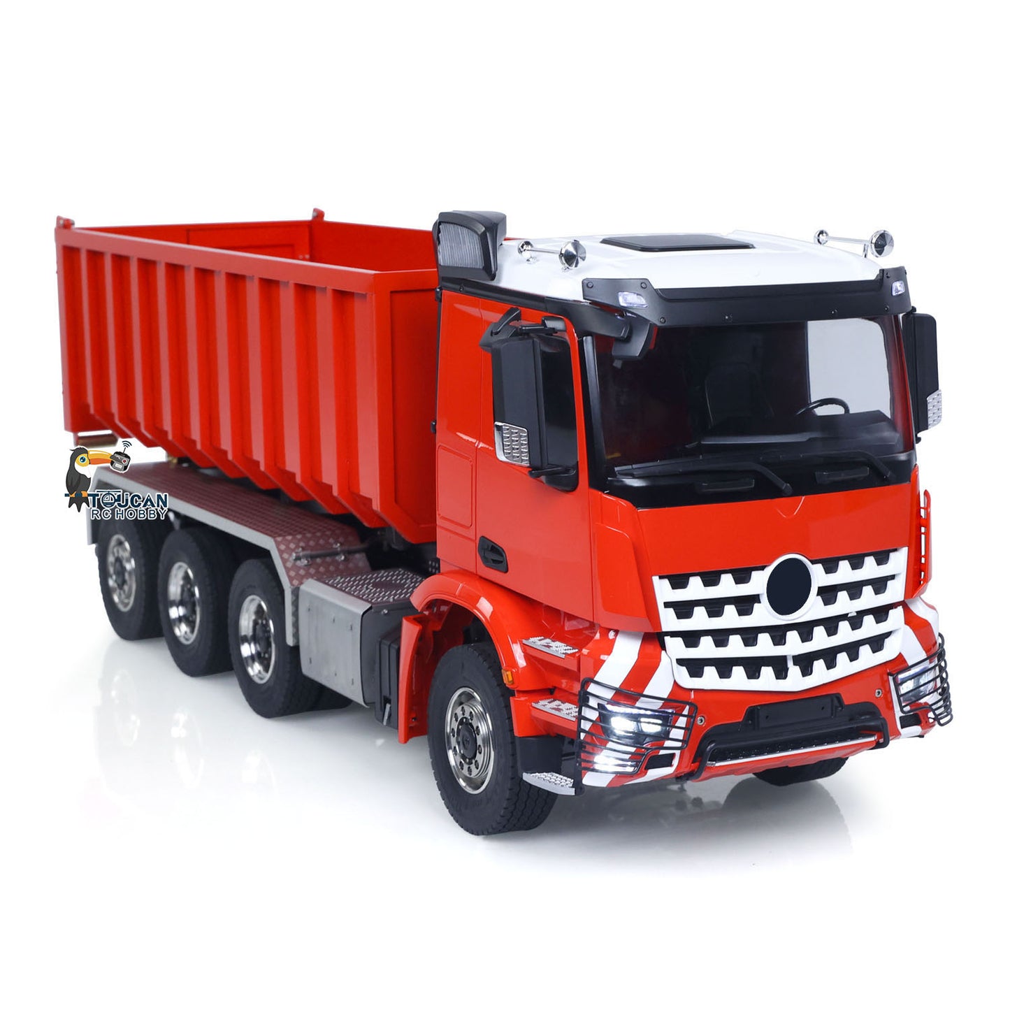 Metal 1/14 RC Hydraulic Dumper 8x8 Roll Off Dump Truck 3363 Emulated Vehicle Model Rear Axle Steering 3-speed I6S Remote Control