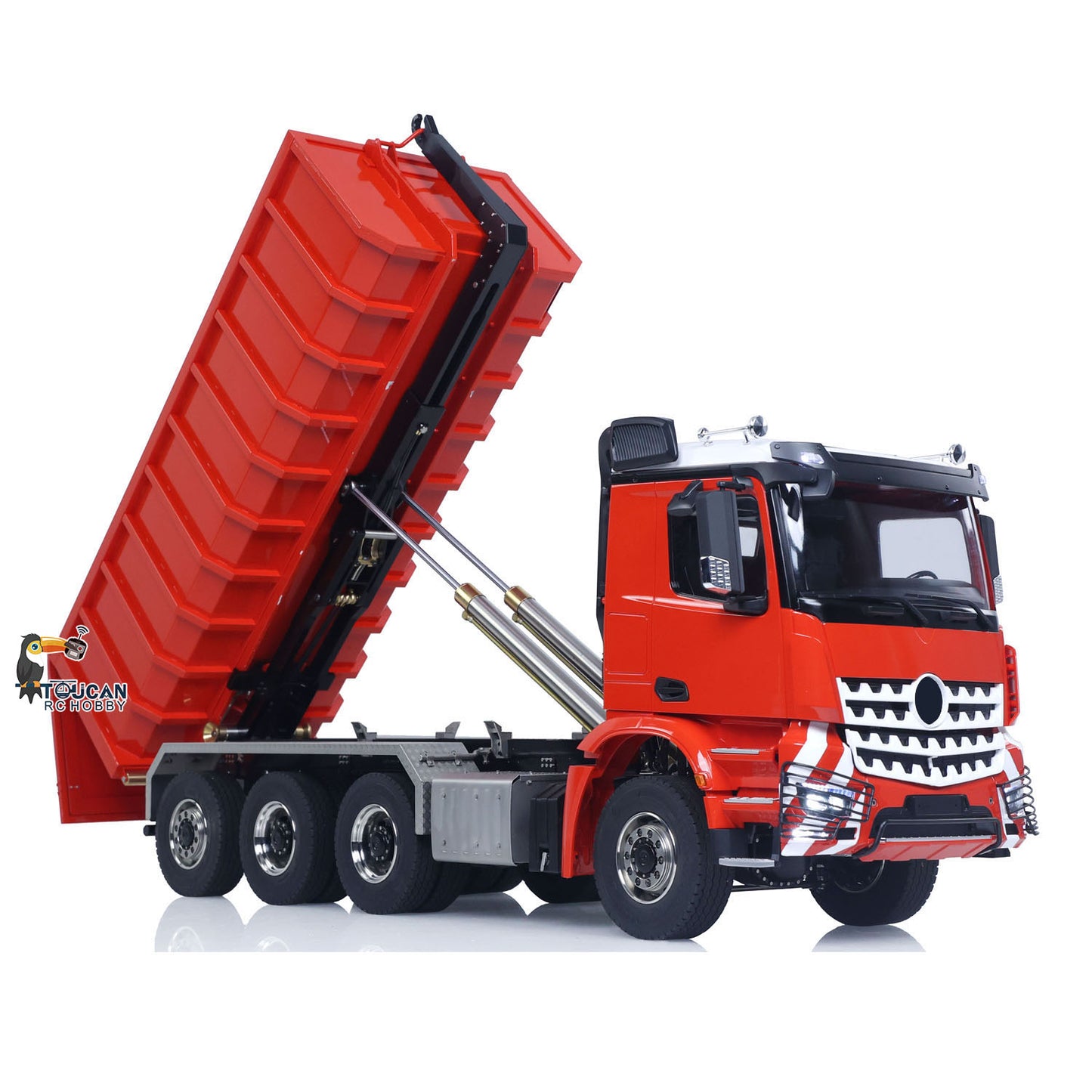 Metal 1/14 RC Hydraulic Dumper 8x8 Roll Off Dump Truck 3363 Emulated Vehicle Model Rear Axle Steering 3-speed I6S Remote Control