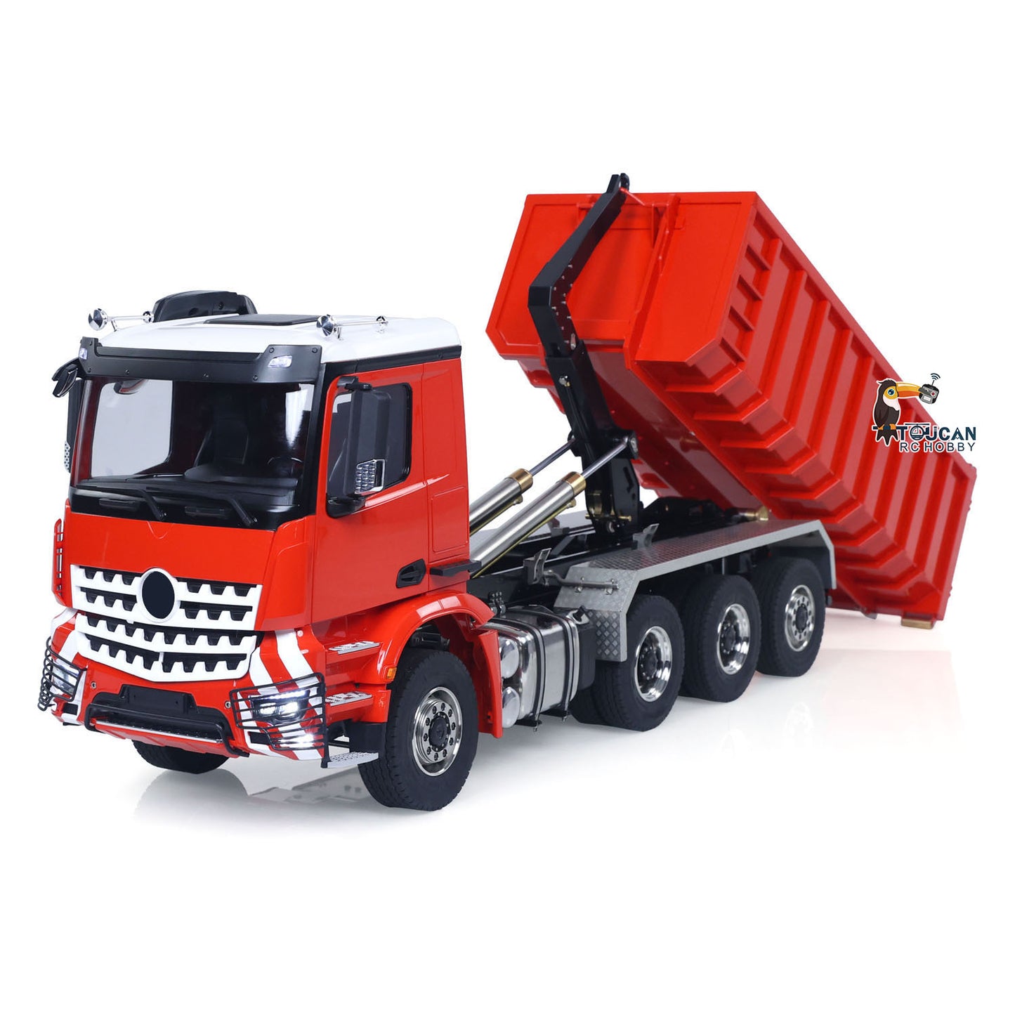 Metal 1/14 RC Hydraulic Dumper 8x8 Roll Off Dump Truck 3363 Emulated Vehicle Model Rear Axle Steering 3-speed I6S Remote Control