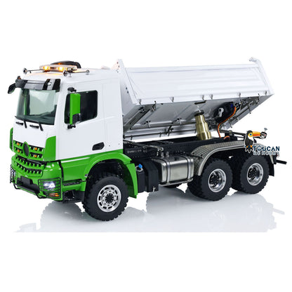 LESU Metal 1/14 6x6 3-way RC Hydraulic Dump Remote Control Tipper Truck Construction Cars Simulation Model RTR
