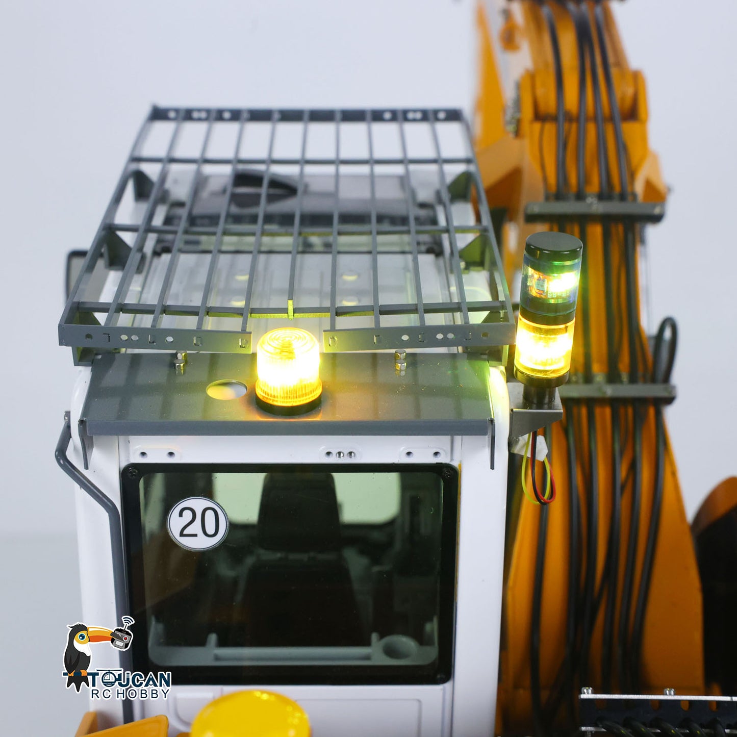 CUTModel LR914 1/14 Metal RC Hydraulic Wheel Excavator RTR 3 Arms 8-Way Valve Digger PL18EV Lite Controller Manual Quick Coupler Light & Sound System Cabin Guard Rail Tail hook for Model Collectors