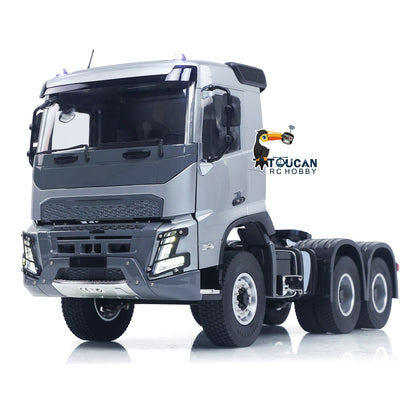 Double E 1/14 6X4 Remote Control Tractor Truck FMX RC Model Vehicle 2Speed Metal Gearbox Chassis Rail Openable Door HotRC Radio