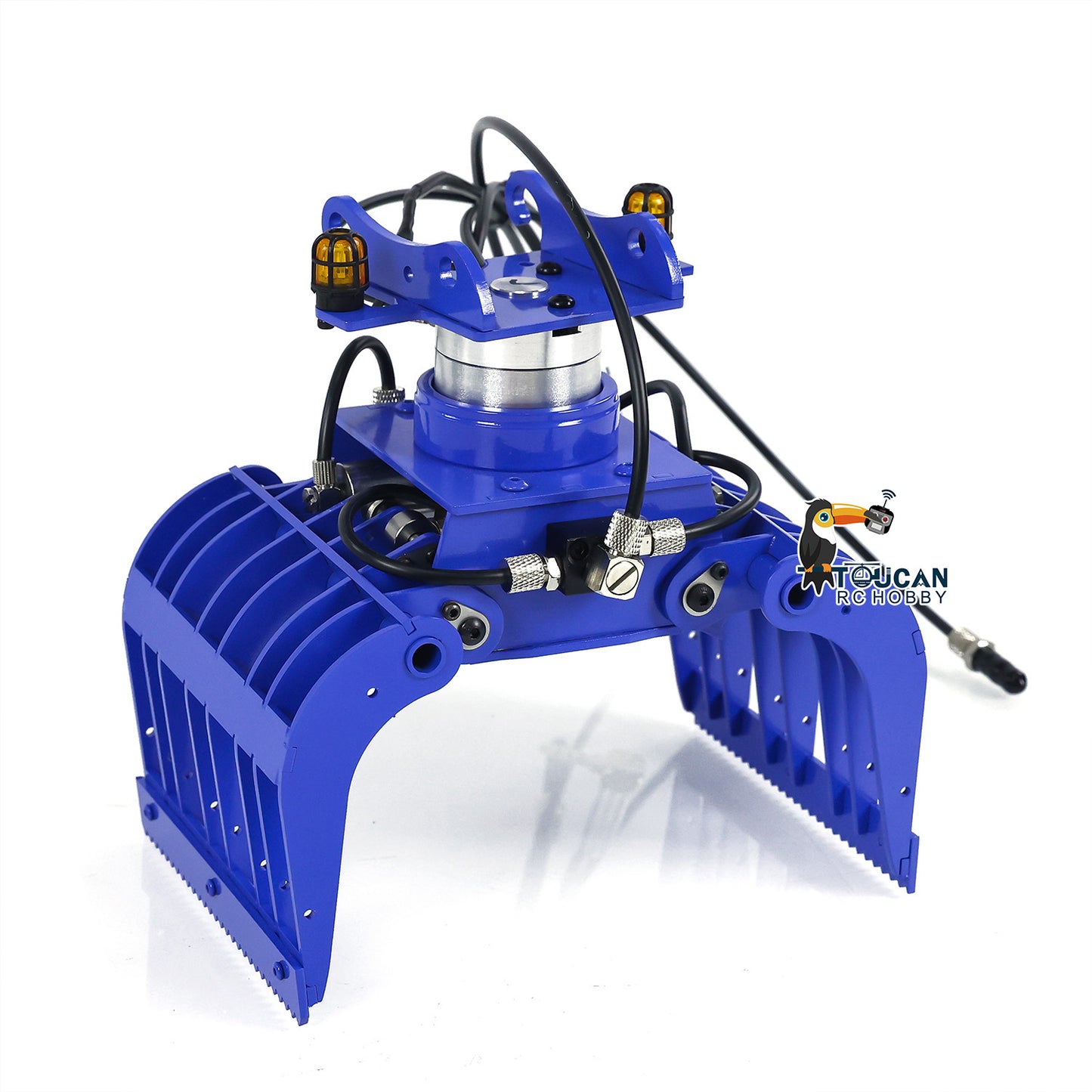 TOUCAN RC HOBBY MTModel Metal Electric Quick Release Coupler Hydraulic Claw Tiltable Bucket Clamshell Bucket Grab for 1/14 946 EC380 RC Excavator DIY Parts