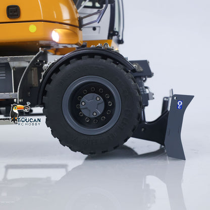 Flash Sale 1/14 Metal RC Hydraulic Wheeled Excavator LR914 4*4 8ways Valve RTR Digger Toy Axle Lock Flysky PL18EV Lite Light Sound Mudguard Manual Quick Release Tail hook