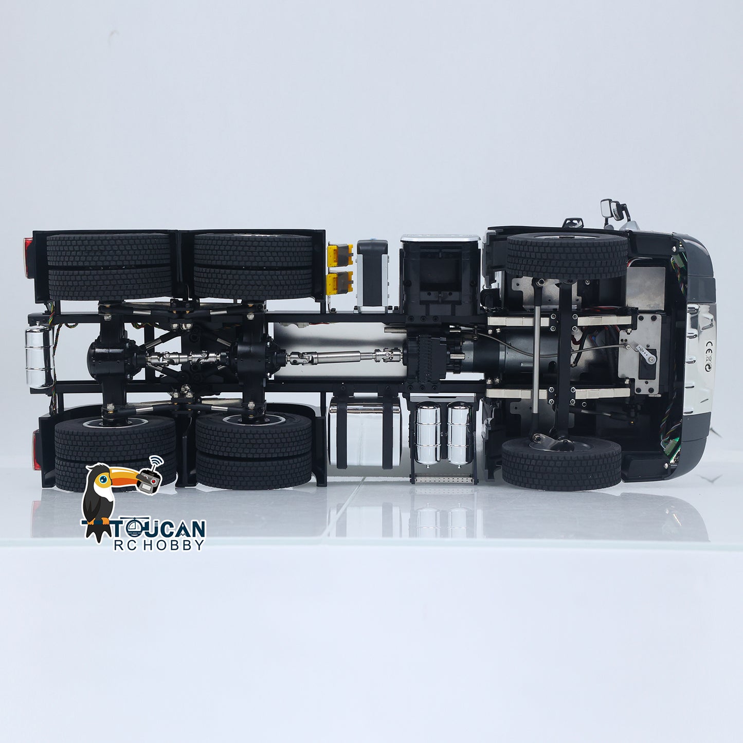 Double E 1/14 6X4 Remote Control Tractor Truck FMX RC Model Vehicle 2Speed Metal Gearbox Chassis Rail Openable Door HotRC Radio