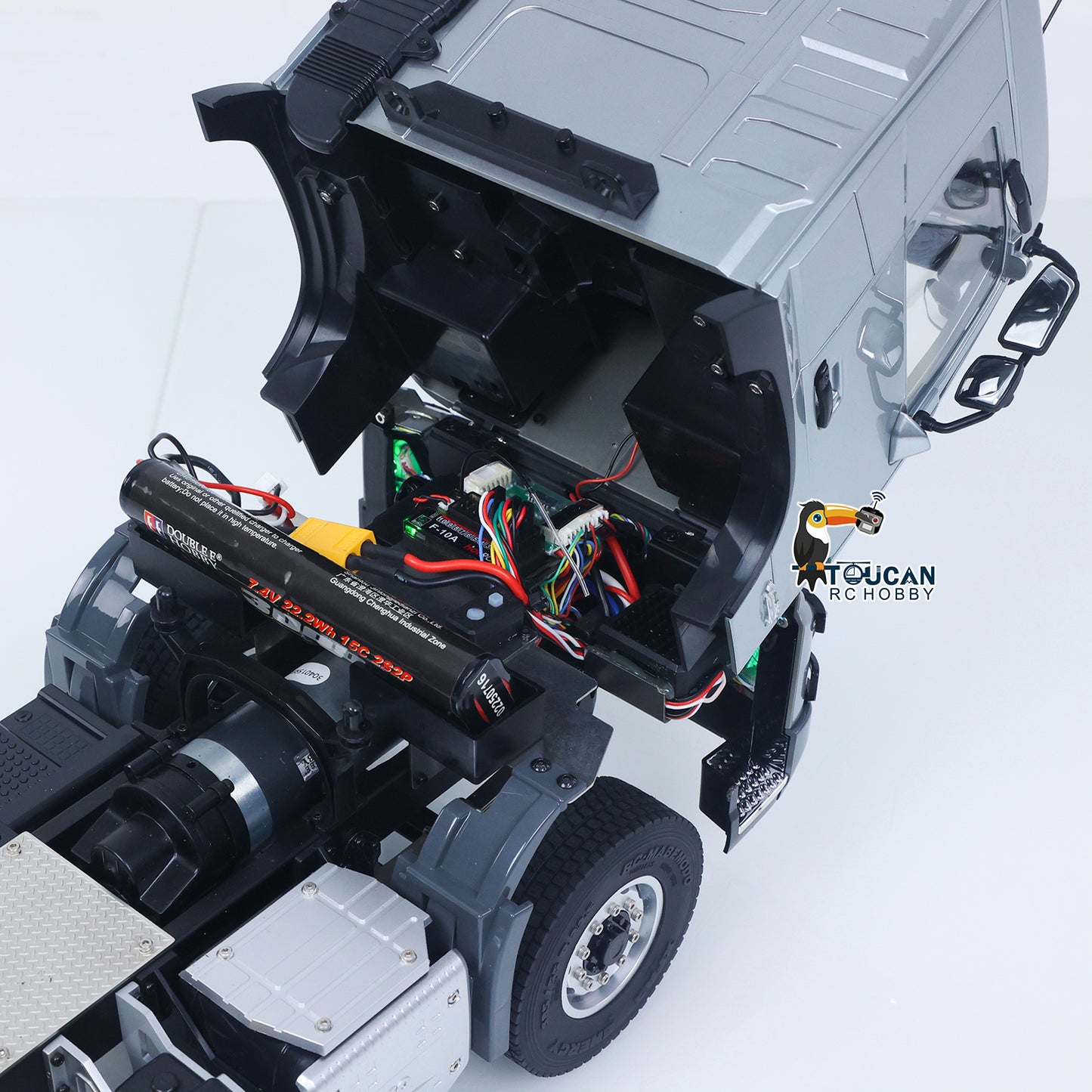 Double E 1/14 6X4 Remote Control Tractor Truck FMX RC Model Vehicle 2Speed Metal Gearbox Chassis Rail Openable Door HotRC Radio