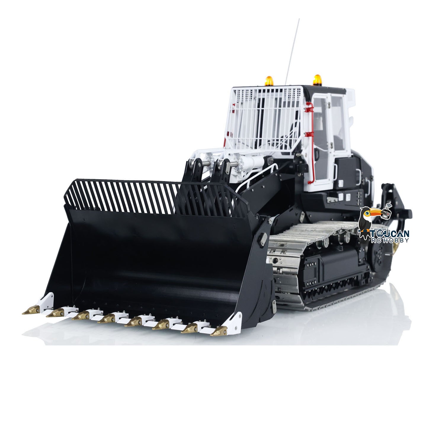 LESU 973K 1/14 Metal RC Tracked Loader Dual Hydraulic Cylinders Openable Bucket Rear Plow High-Torque Drive Wheels Light & Sound System