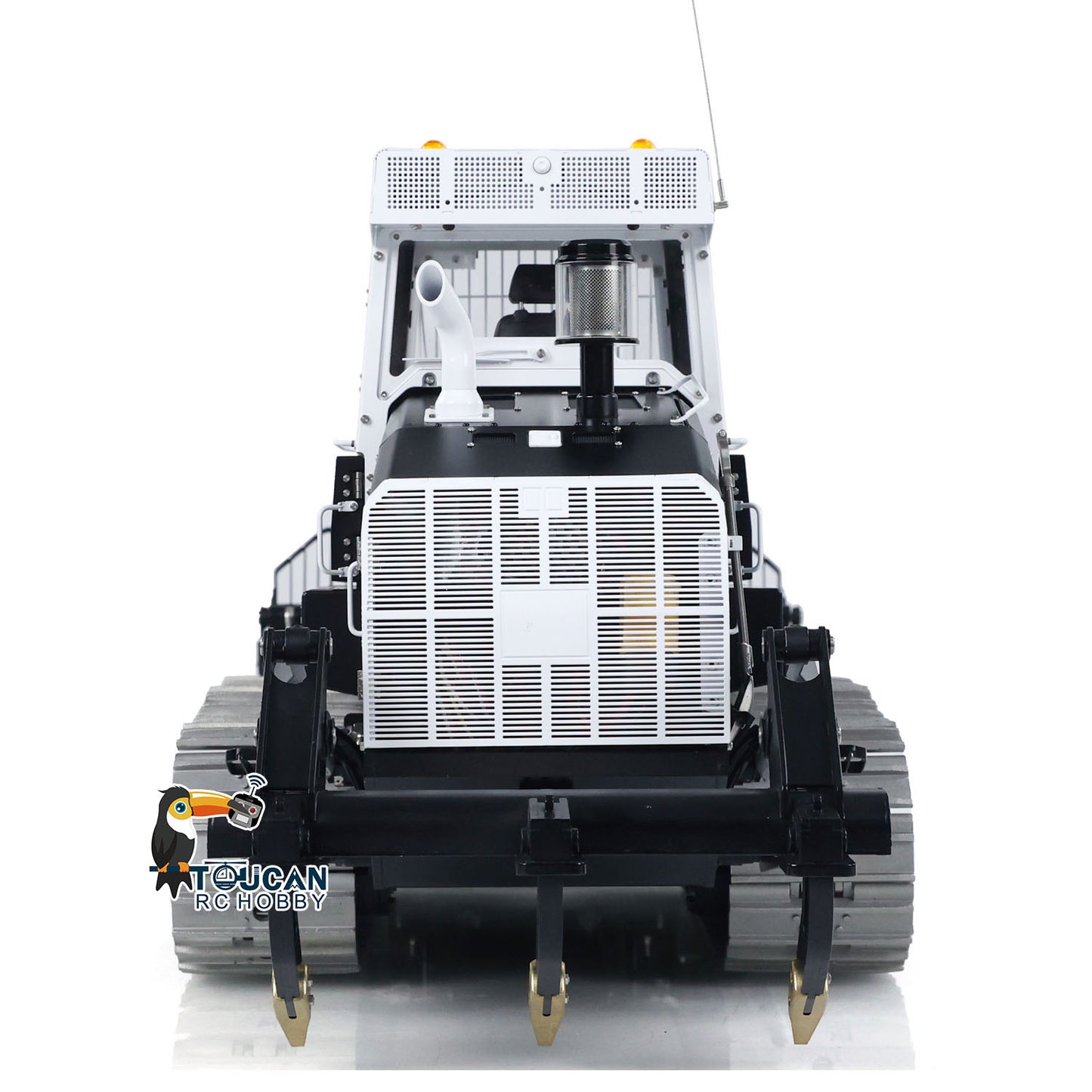 LESU 973K 1/14 Metal RC Tracked Loader Dual Hydraulic Cylinders Openable Bucket Rear Plow High-Torque Drive Wheels Light & Sound System