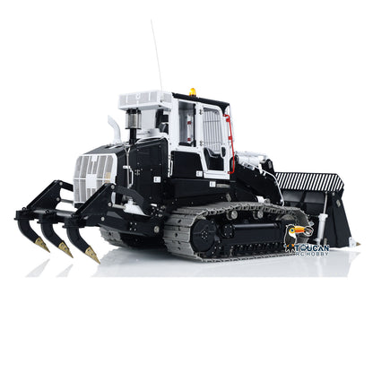 LESU 973K 1/14 Metal RC Tracked Loader Dual Hydraulic Cylinders Openable Bucket Rear Plow High-Torque Drive Wheels Light & Sound System