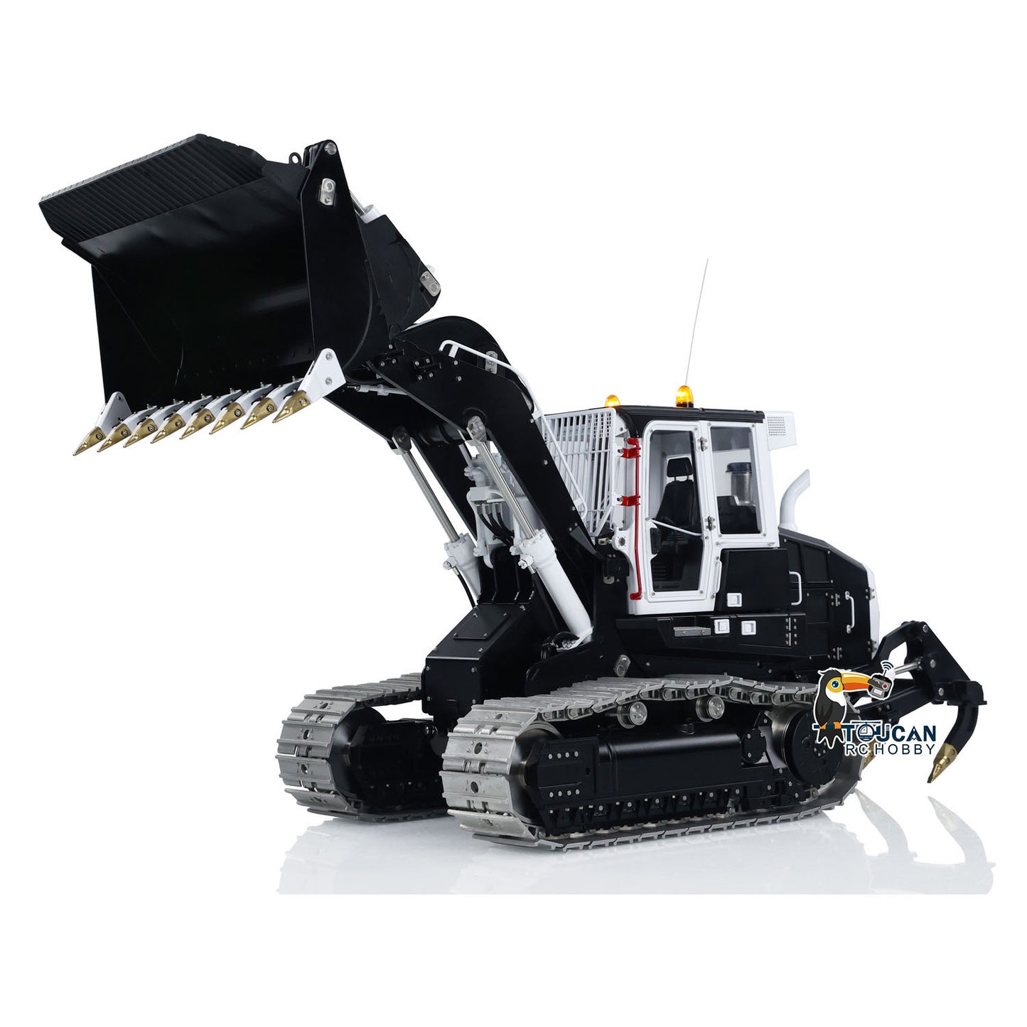 LESU 1:14 RC Hydraulic Tracked Loader AOUE 973K Car Openable Bucket Rear Plow Metal Tracks Sprockets Powerful Good Performance