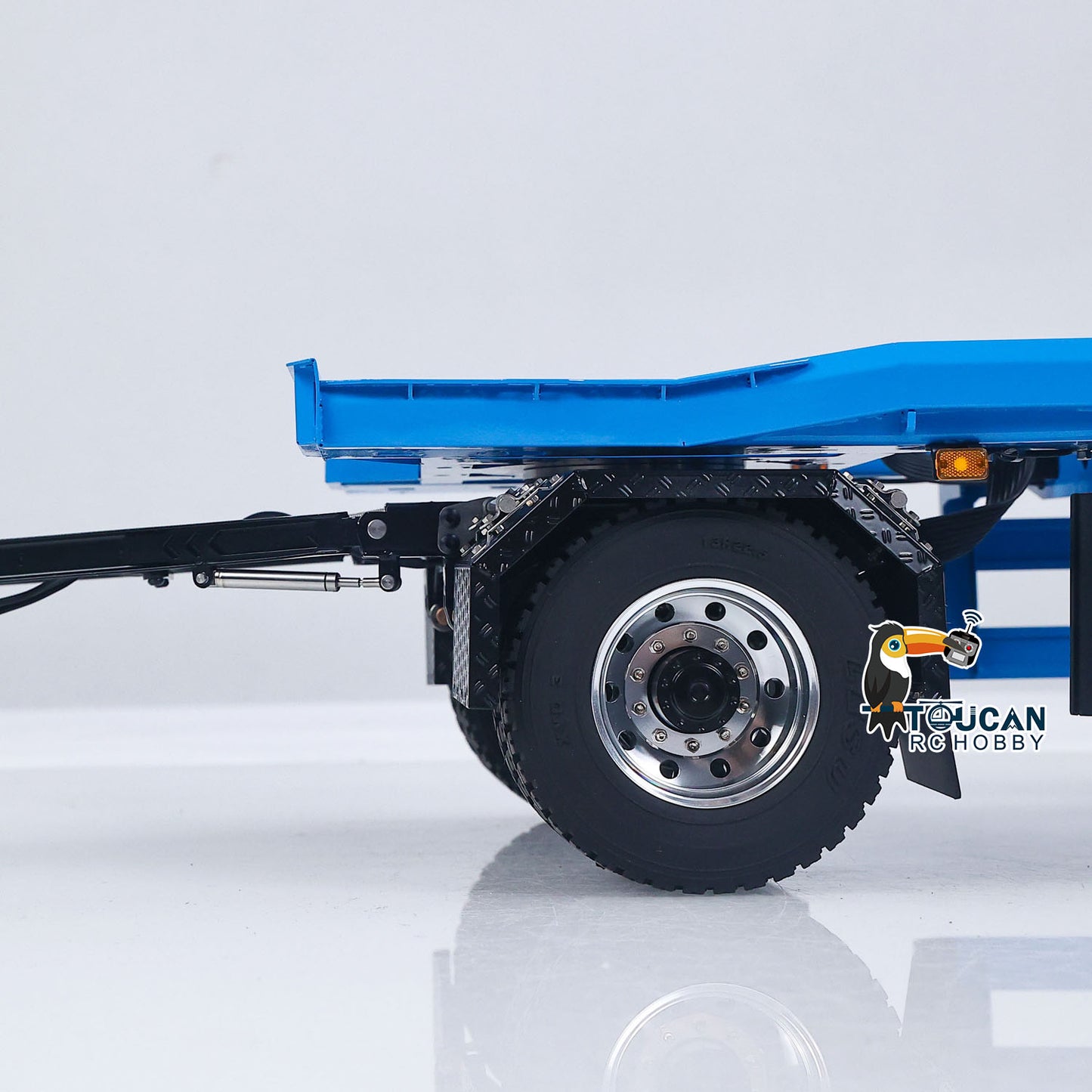 In Stock LESU A0065 Metal RC Trailer Painted Model Light System Front Wheel Steerable for 1/14 Remote Control Hydraulic Full Dump Truck