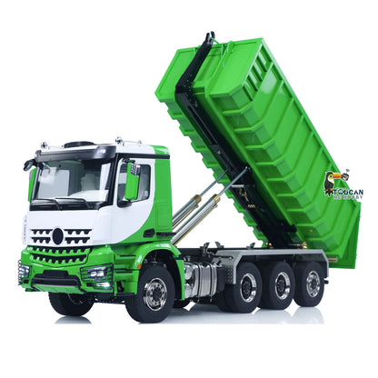 1/14 8*8 Metal Hydraulic RC Full Dump Truck Roll On Off Remote Controlled Tipper Car Hobby Model Sound Light Light System