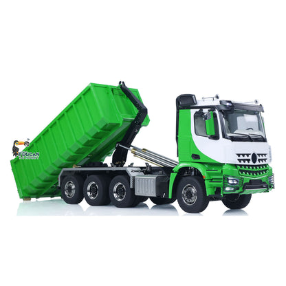 1/14 8*8 Metal Hydraulic RC Full Dump Truck Roll On Off Remote Controlled Tipper Car Hobby Model Sound Light Light System