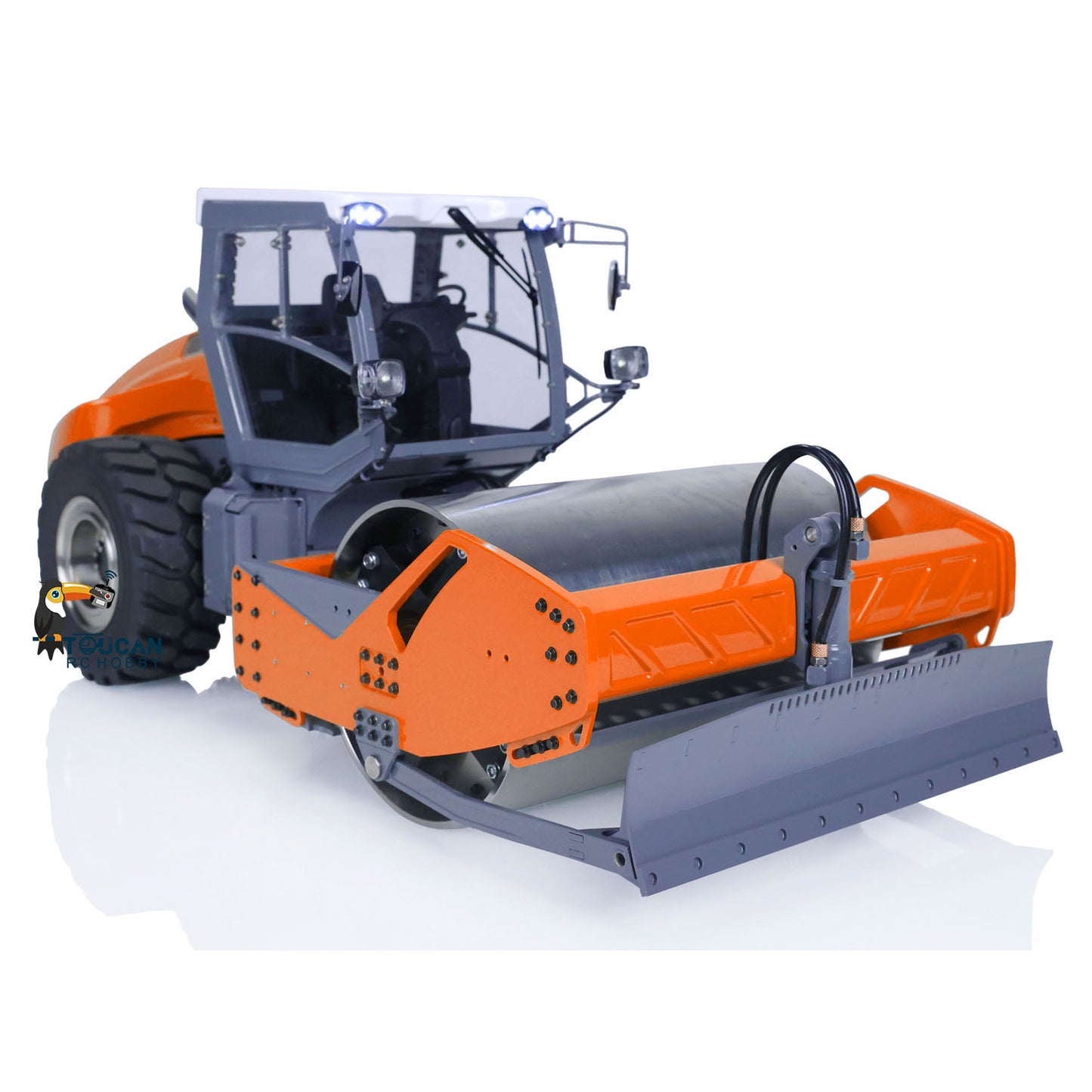 LESU AOUE H13i 1/14 Metal Hydraulic RC Road Roller Front Shovel Towing Hook Differential Lock Rear Axles Sound Light System