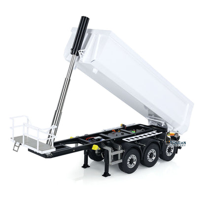 MODO 1/14 Metal RC Hydraulic Dump Trailer 3 Axles Lift Motor ESC Oil Tank Cylinder Manual Support Leg for Remote Control Tractor Trucks DIY for Adult