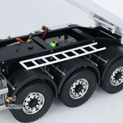 MODO 1/14 Metal RC Hydraulic Dump Trailer 3 Axles Lift Motor ESC Oil Tank Cylinder Manual Support Leg for Remote Control Tractor Trucks DIY for Adult