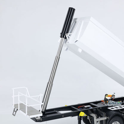 MODO 1/14 Metal RC Hydraulic Dump Trailer 3 Axles Lift Motor ESC Oil Tank Cylinder Manual Support Leg for Remote Control Tractor Trucks DIY for Adult