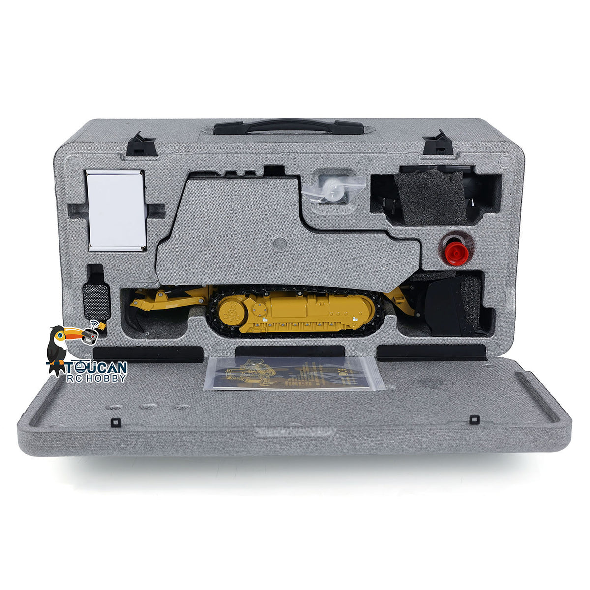 TOUCAN RC HOBBY Kabolite K963-100 1/16 Metal RC Hydraulic Loader RTR Dual Motor Drive FlySky ST8 Controller Light & Sound System Battery Liftable Rear Plow for RC Model Enthusiast Outdoor