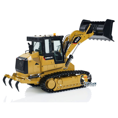 TOUCAN RC HOBBY Kabolite K963-100 1/16 Metal RC Hydraulic Loader RTR Dual Motor Drive FlySky ST8 Controller Light & Sound System Battery Liftable Rear Plow for RC Model Enthusiast Outdoor