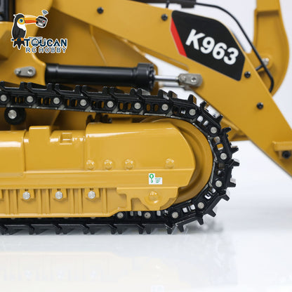 TOUCAN RC HOBBY Kabolite K963-100 1/16 Metal RC Hydraulic Loader RTR Dual Motor Drive FlySky ST8 Controller Light & Sound System Battery Liftable Rear Plow for RC Model Enthusiast Outdoor