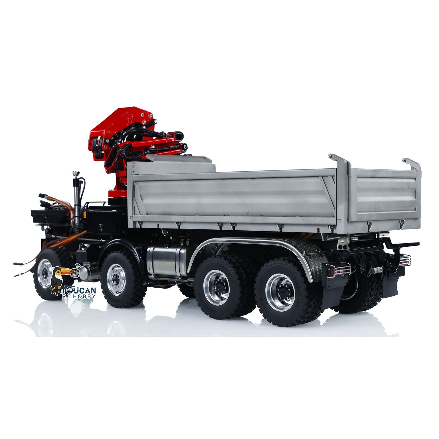 LESU 3348 1/14 Metal Hydraulic 3 Ways RC Dump Truck with Crane 2 Speed Transmission 7CH Valve Sound Light for Construction Vehicle Enthusiast