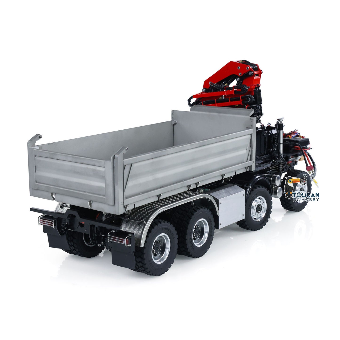 LESU 3348 1/14 Metal Hydraulic 3 Ways RC Dump Truck with Crane 2 Speed Transmission 7CH Valve Sound Light for Construction Vehicle Enthusiast