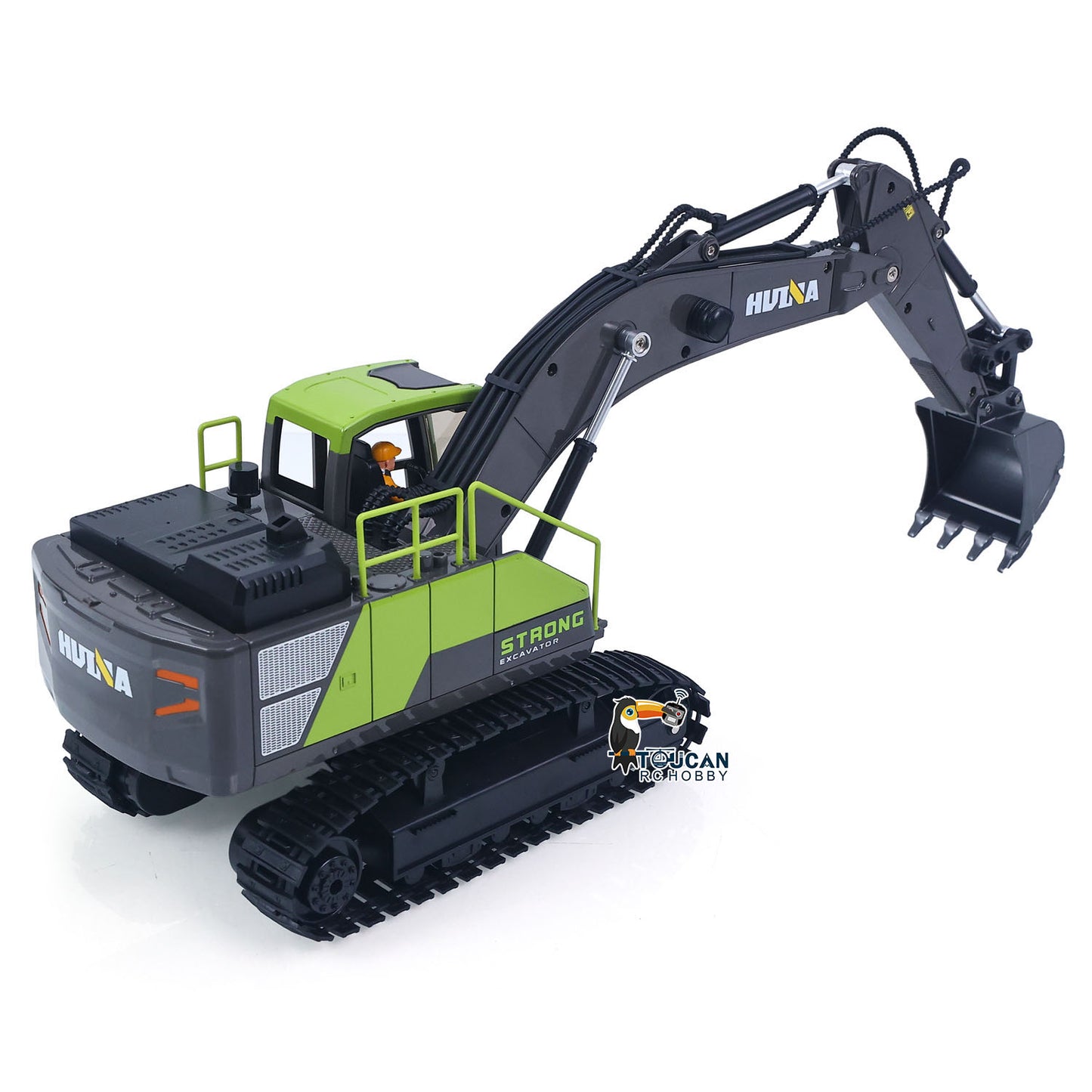US Stock RTR HUINA 1/18 Electric RC Excavator 1661 Remote Control Digger Finished Model Battery Light Effects Metal Bucket No Sound