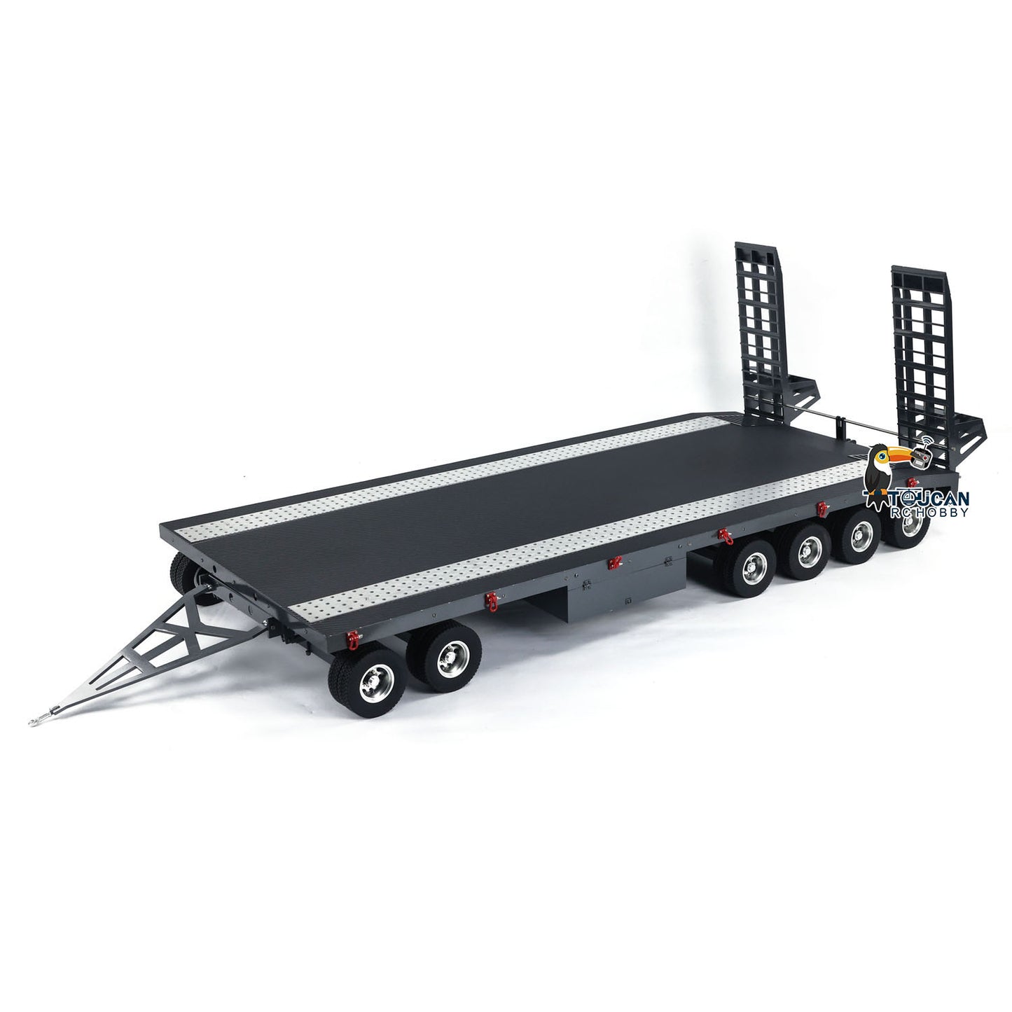 Metal 6 Axles Full Trailer Painted for 1/10 1/8 1/7 RC Car 1/14 1/12 Hydraulic Trucks Remote Construction Vehicles DIY Model