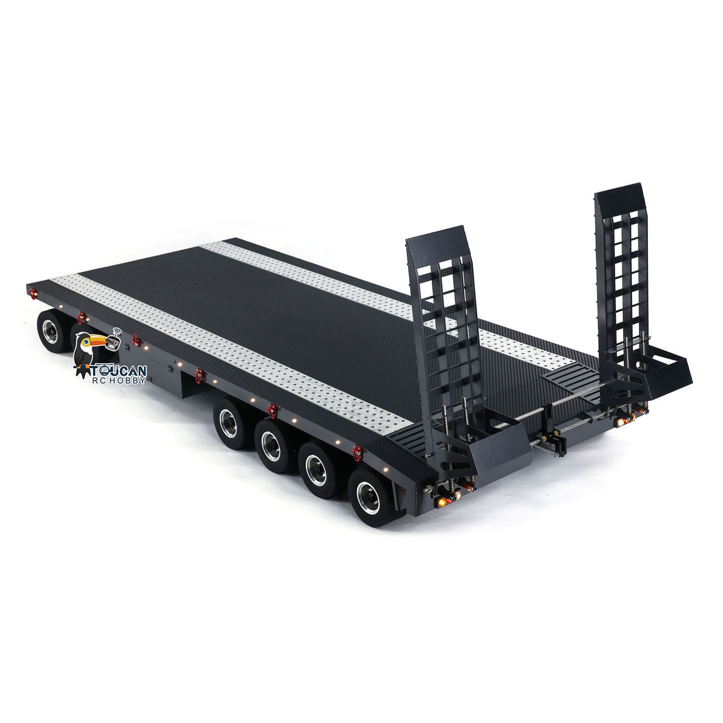 Metal 6 Axles Full Trailer Painted for 1/10 1/8 1/7 RC Car 1/14 1/12 Hydraulic Trucks Remote Construction Vehicles DIY Model