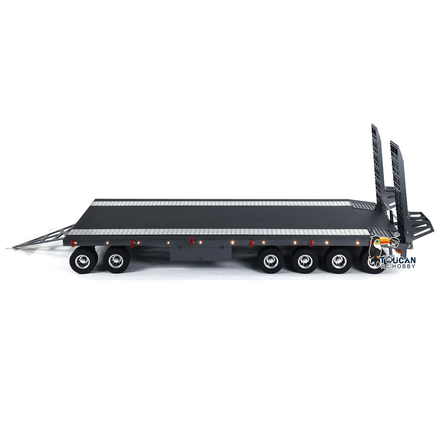 Metal 6 Axles Full Trailer Painted for 1/10 1/8 1/7 RC Car 1/14 1/12 Hydraulic Trucks Remote Construction Vehicles DIY Model