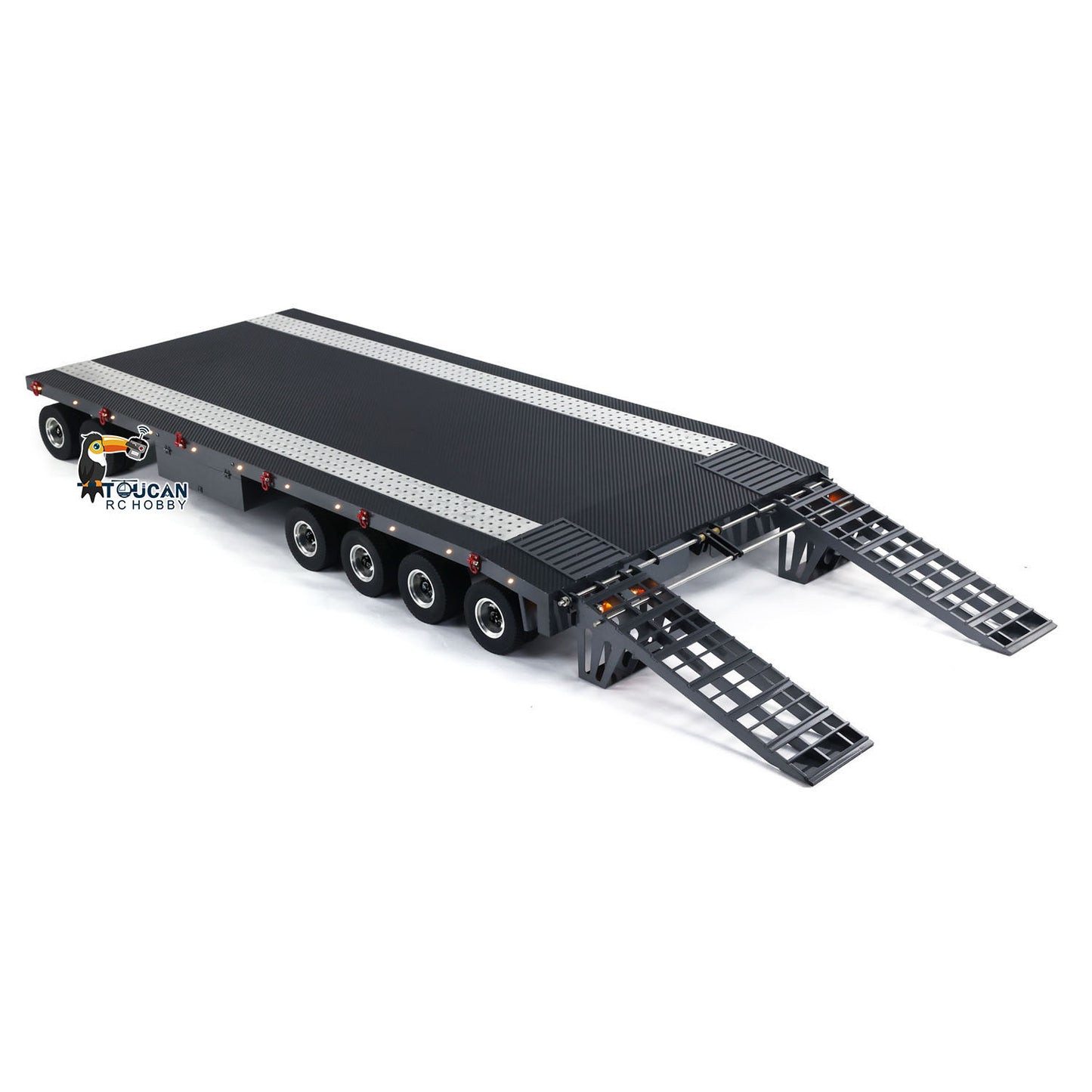 Metal 6 Axles Full Trailer Painted for 1/10 1/8 1/7 RC Car 1/14 1/12 Hydraulic Trucks Remote Construction Vehicles DIY Model