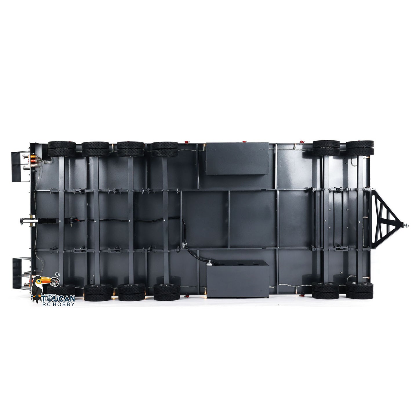 Metal 6 Axles Full Trailer Painted for 1/10 1/8 1/7 RC Car 1/14 1/12 Hydraulic Trucks Remote Construction Vehicles DIY Model