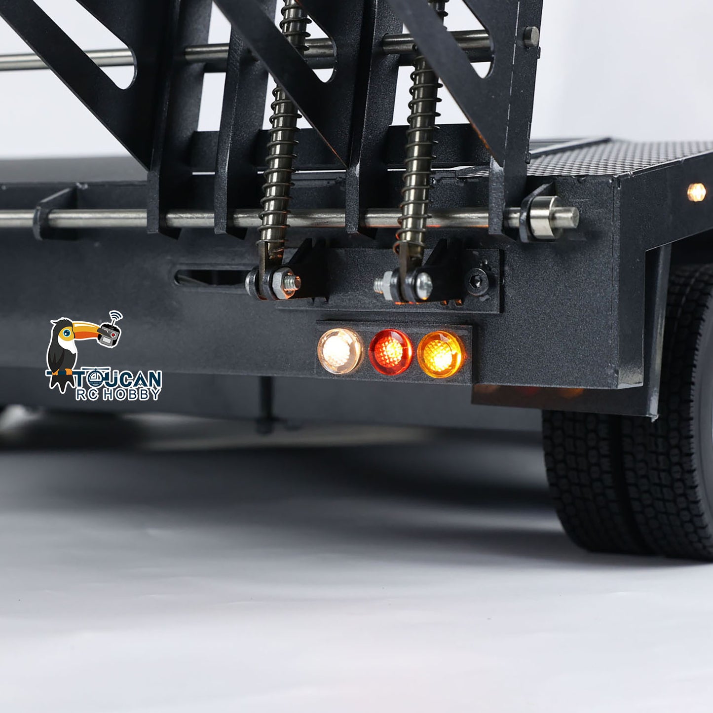 Metal 6 Axles Full Trailer Painted for 1/10 1/8 1/7 RC Car 1/14 1/12 Hydraulic Trucks Remote Construction Vehicles DIY Model