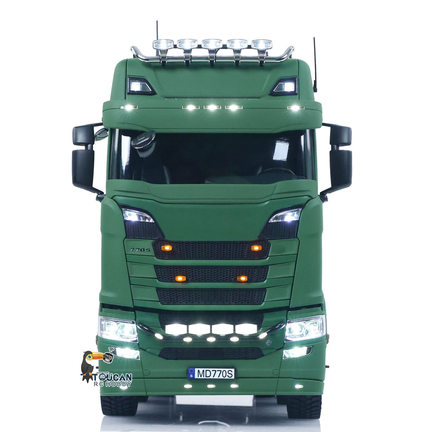 MODO 770S 1/14 Metal 8x8 RC Tractor Truck PNP 2 Speed Gearbox Differential Lock Axles Cab Suspension Light Sound System Hobbywing 1080 ESC for Construction Model Collectors