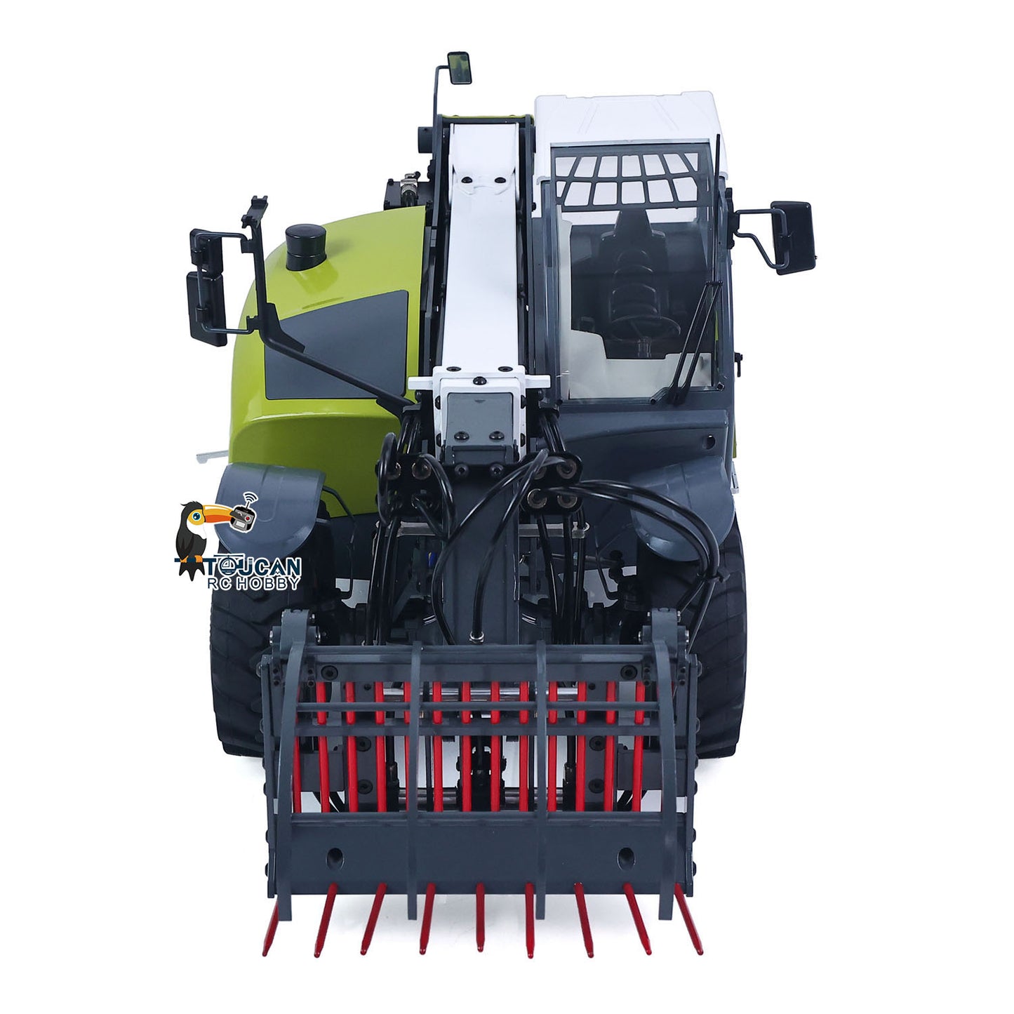 US Stock JDM-128 1/14 Metal Remote Control Hydraulic Telescopic Forklift Painted Model Axle Locks Quick Coupler No Light Sound System