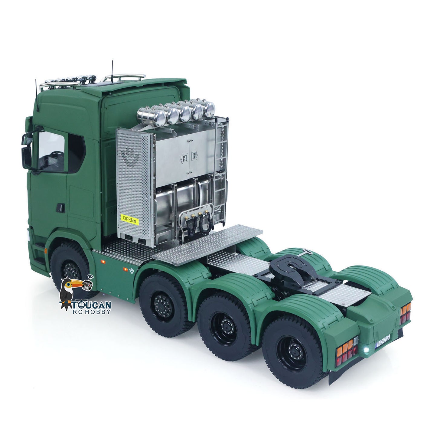 MODO 770S 1/14 Metal 8x8 RC Tractor Truck PNP 2 Speed Gearbox Differential Lock Axles Cab Suspension Light Sound System Hobbywing 1080 ESC for Construction Model Collectors