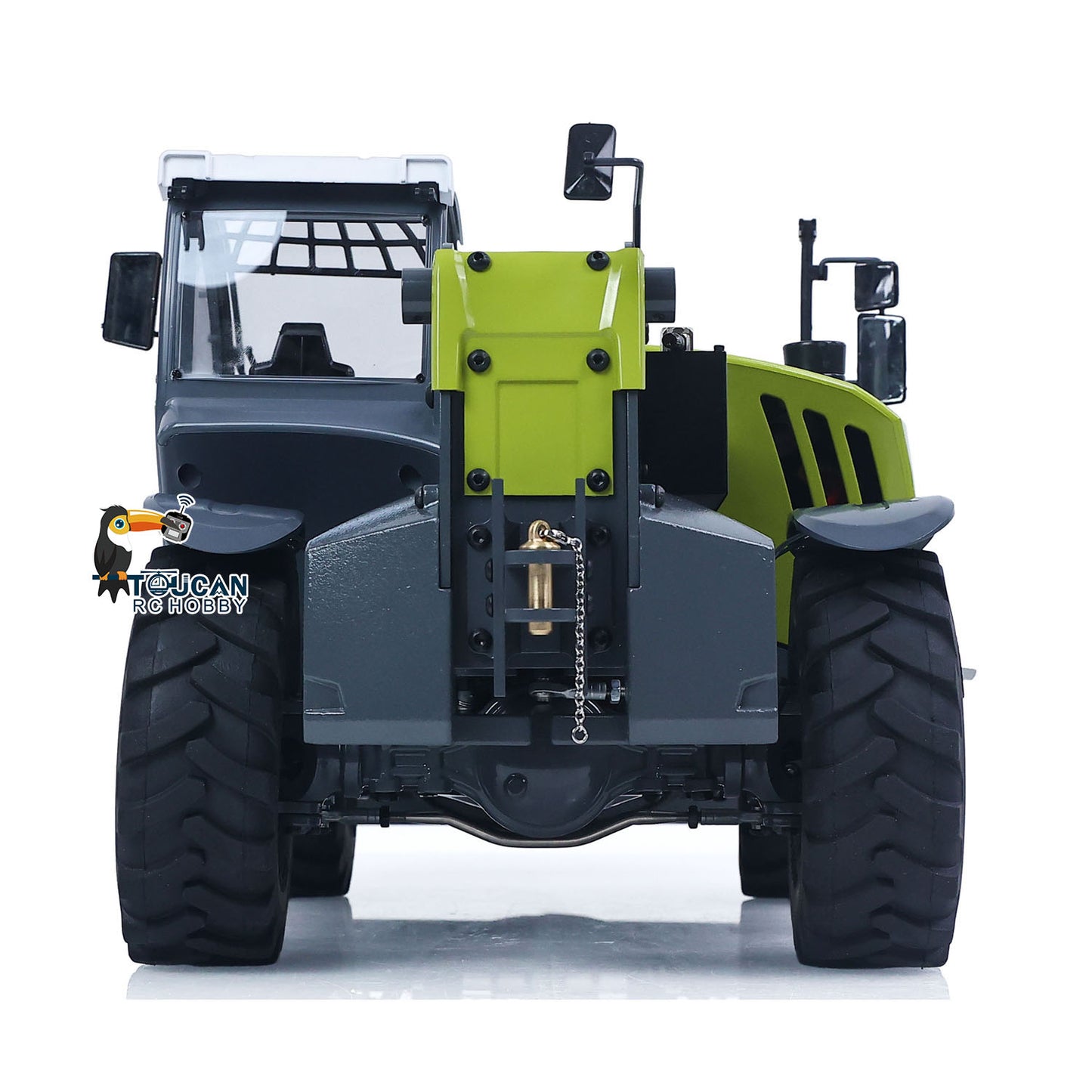 US Stock JDM-128 1/14 Metal Remote Control Hydraulic Telescopic Forklift Painted Model Axle Locks Quick Coupler No Light Sound System