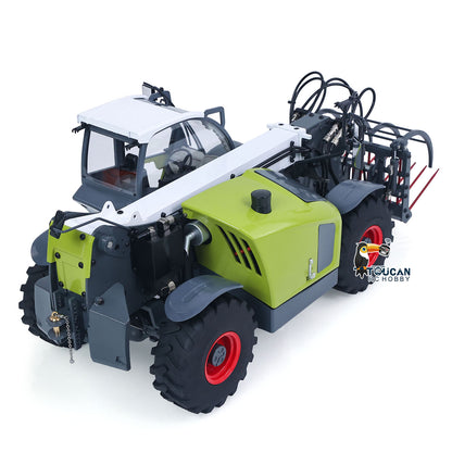 US Stock JDM-128 1/14 Metal Remote Control Hydraulic Telescopic Forklift Painted Model Axle Locks Quick Coupler No Light Sound System