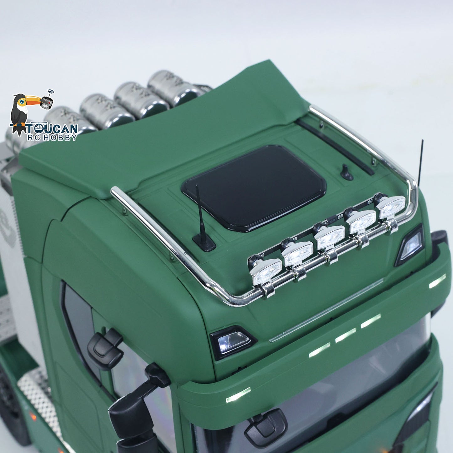MODO 770S 1/14 Metal 8x8 RC Tractor Truck PNP 2 Speed Gearbox Differential Lock Axles Cab Suspension Light Sound System Hobbywing 1080 ESC for Construction Model Collectors
