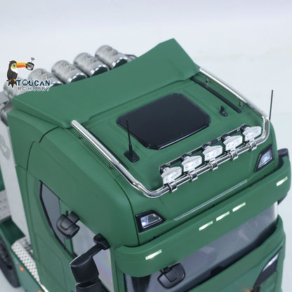 MODO 770S 1/14 Metal 8x8 RC Tractor Truck PNP 2 Speed Gearbox Differential Lock Axles Cab Suspension Light Sound System Hobbywing 1080 ESC for Construction Model Collectors