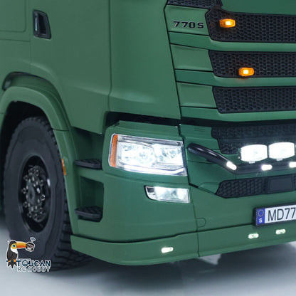 MODO 770S 1/14 Metal 8x8 RC Tractor Truck PNP 2 Speed Gearbox Differential Lock Axles Cab Suspension Light Sound System Hobbywing 1080 ESC for Construction Model Collectors