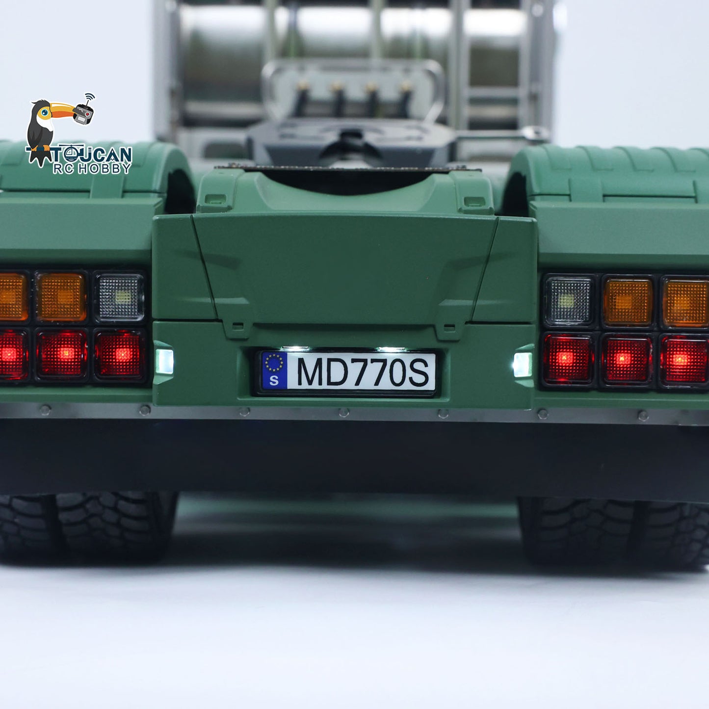 MODO 770S 1/14 Metal 8x8 RC Tractor Truck PNP 2 Speed Gearbox Differential Lock Axles Cab Suspension Light Sound System Hobbywing 1080 ESC for Construction Model Collectors