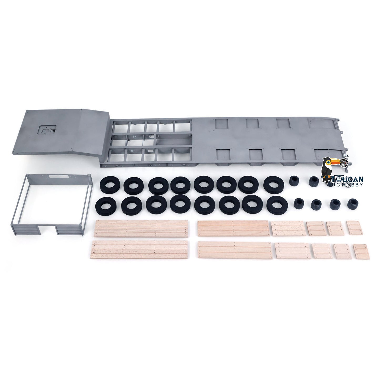 LESU Metal 1/14 RC Trailer A0054 Hydraulic Lifting Tailboard 4 Axles Steering Available for DIY RC Tractor Truck Lorry Car Model