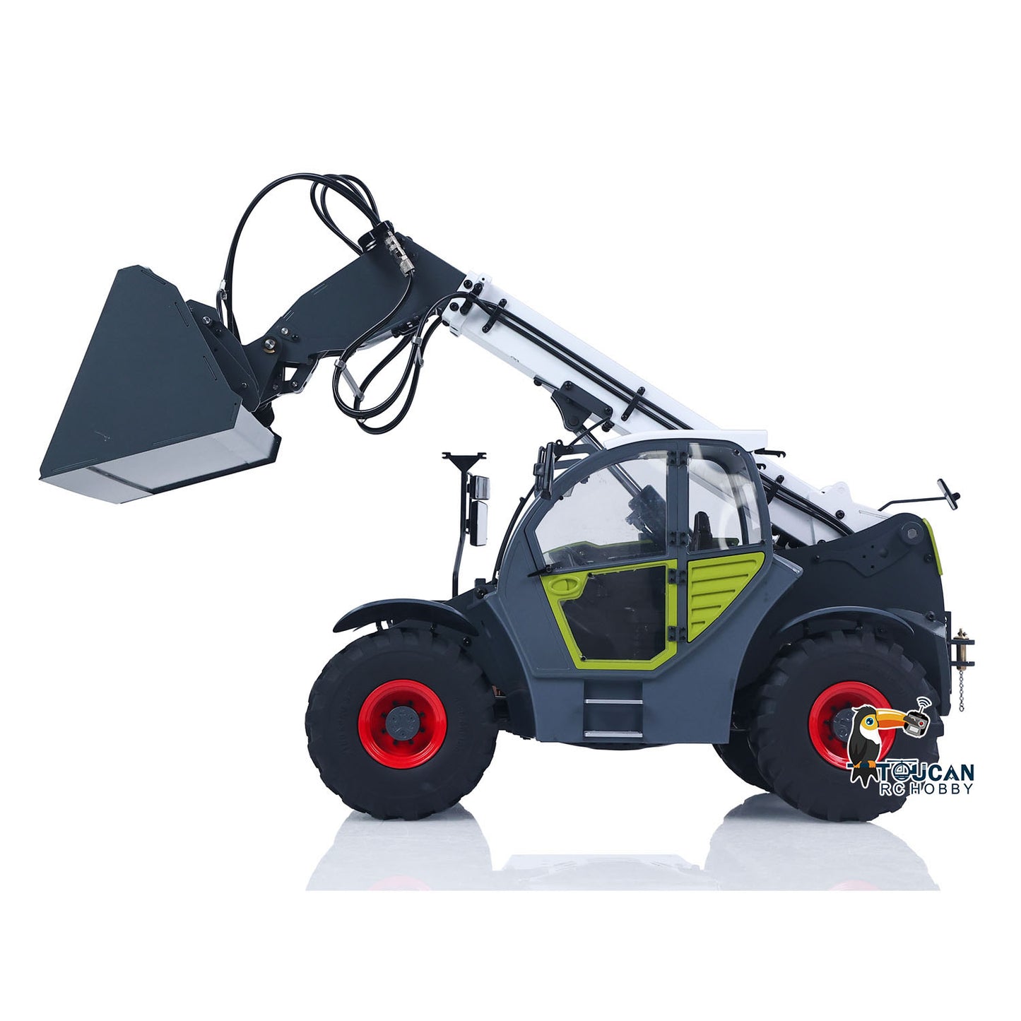 JDM-128 1/14 Metal RC Forklift Multifunctional Telescopic Hydraulic Construction Vehicles 4-Way Vavles Differential Lock 2Axles Steering